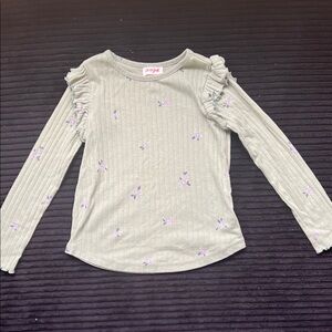 Cat & Jack Long Sleeve Top - Light Green with Purple Floral